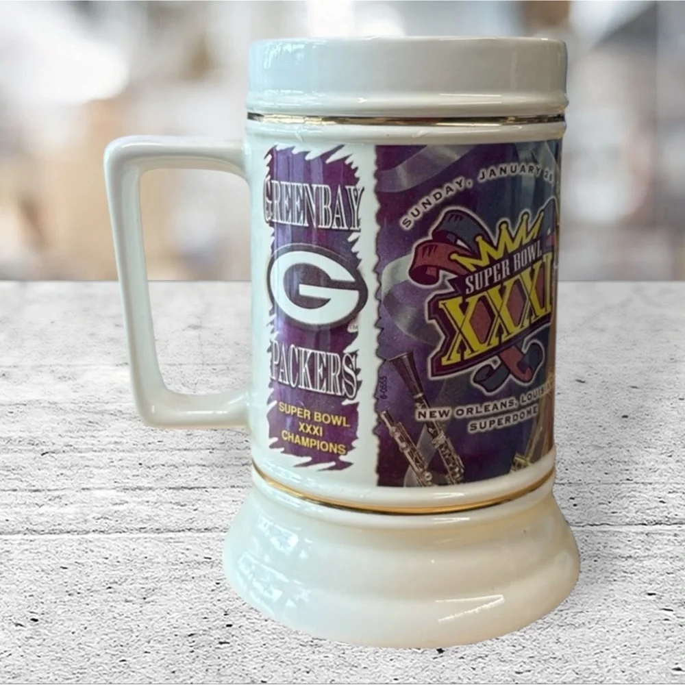 GREEN BAY PACKERS Super Bowl XXXI SB 31 Champions Beer Mug Stein Bourbon Street